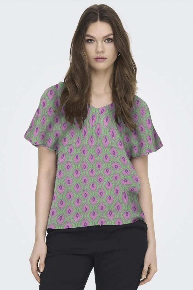 ONLNOVA LIFE VIS S/S EMMY TOP AOP 15291289 DEEP MINT/522 VIBRAN